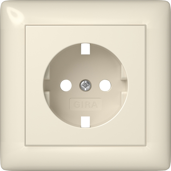 1St. Gira 492901 Abdeckung für SCHUKO-Steckdose 16A 250V mit Vollplatte für Einzelmontage, Cremeweiß glänzend