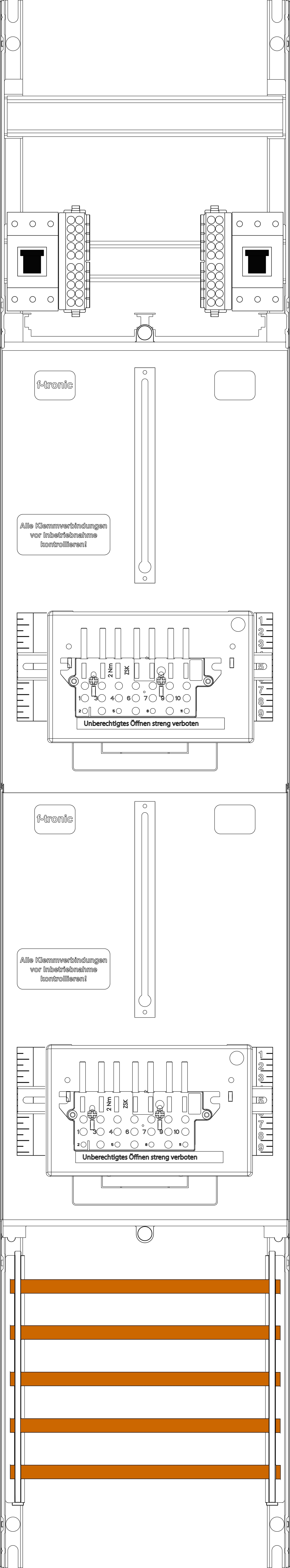 1St. F-Tronic Z16-ZSK-HSP Zählerfeld Z16-ZSK-HSP, 1-feldrig, H=1350mm, 2-3.HZ, 2 ZSK-Set, 2 HSP 7143505