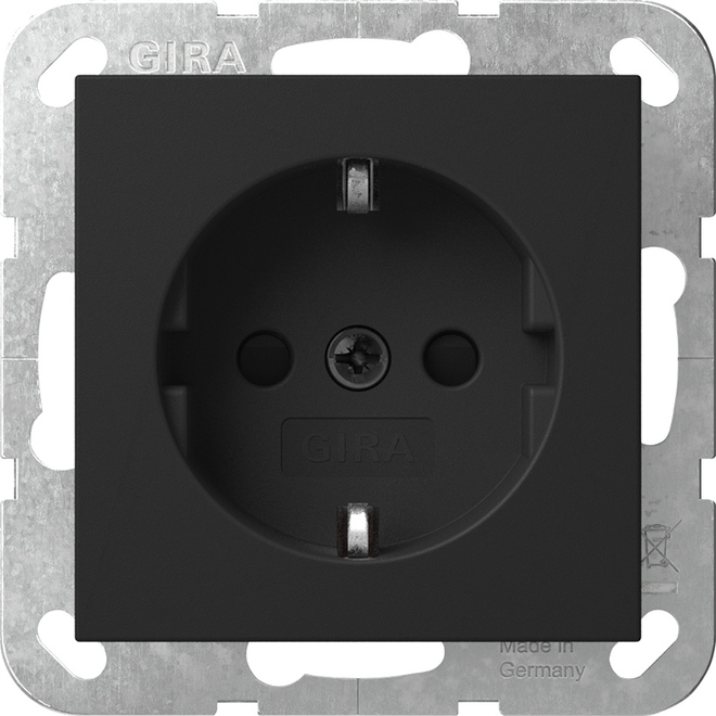 1St. Gira 4183005 SCHUKO-Steckdose 16A 250V mit Shutter Schraubklemmen, Schwarz matt