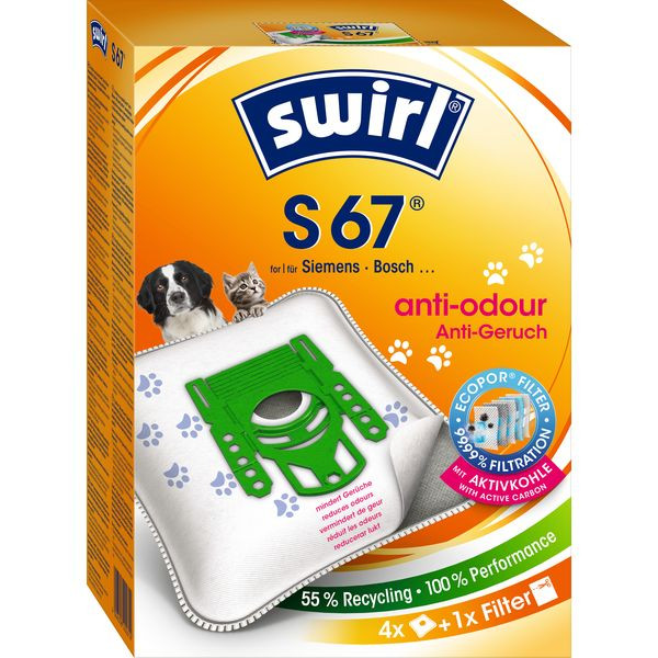 1St. Swirl S 67 ANTI ODOUR 4er Staubsauger-Beutel