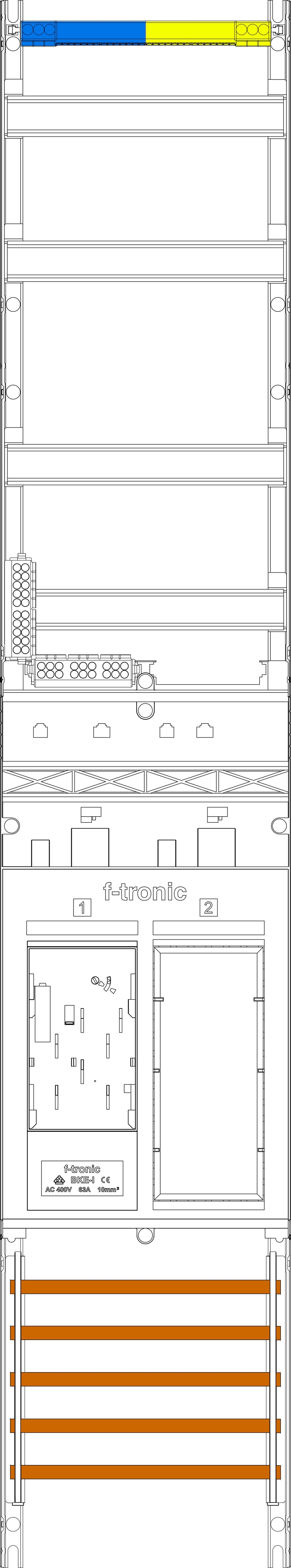 1St. F-Tronic ER9 Zählerfeld ER9, 1-feldrig, H=1350mm, 1-eHZ, 1 Res. 7143000