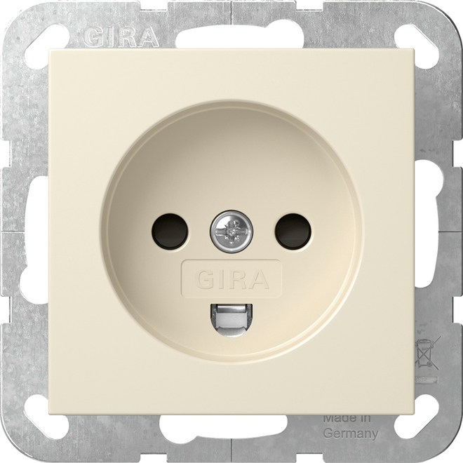 1St. Gira 442201 Dänische Steckdose 16A 250V 107-2-D1, DK 1-1b mit Shutter, Cremeweiß glänzend