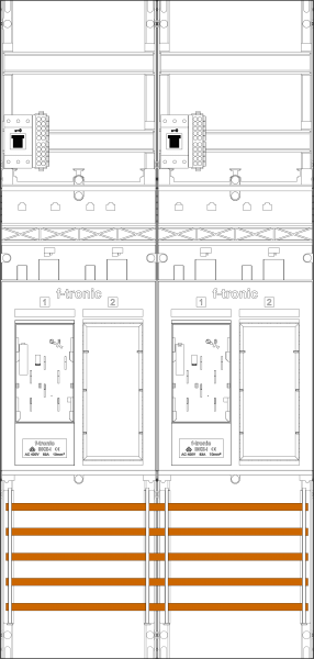1St. F-Tronic ER26-HSS Zählerfeld ER26-HSS, 2-feldrig, H=1050mm, 2-eHZ, 2 HSS, 2 Res. 7141102