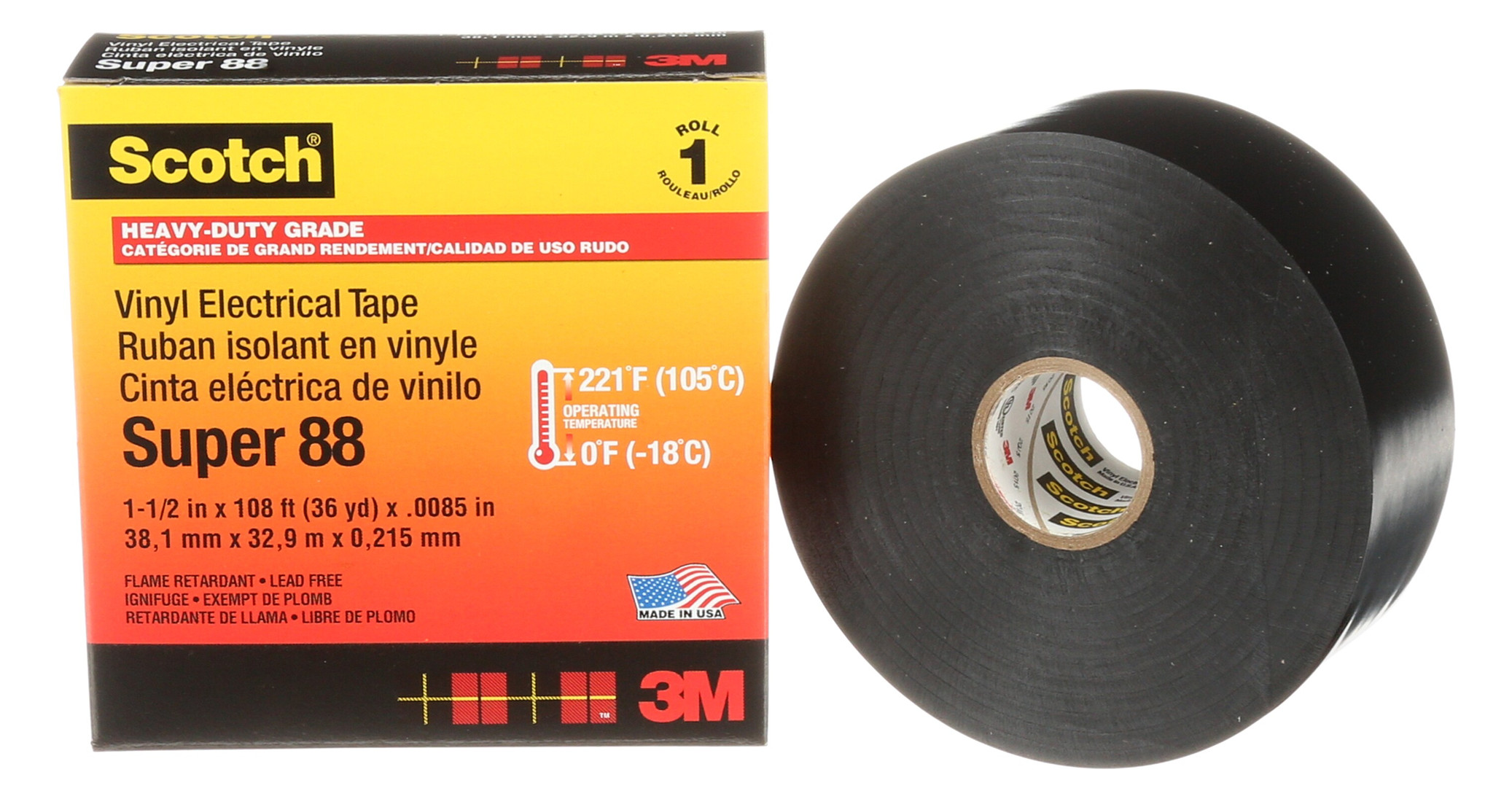 1St. 3M SCOTCH Super 88 Vinyl Isolierband 38x33m sw
