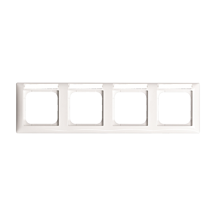 1St. Busch-Jaeger 1734 NS-914 mit Beschriftungsfeld, 4-fach Rahmen Busch-balance SI alpinweiß