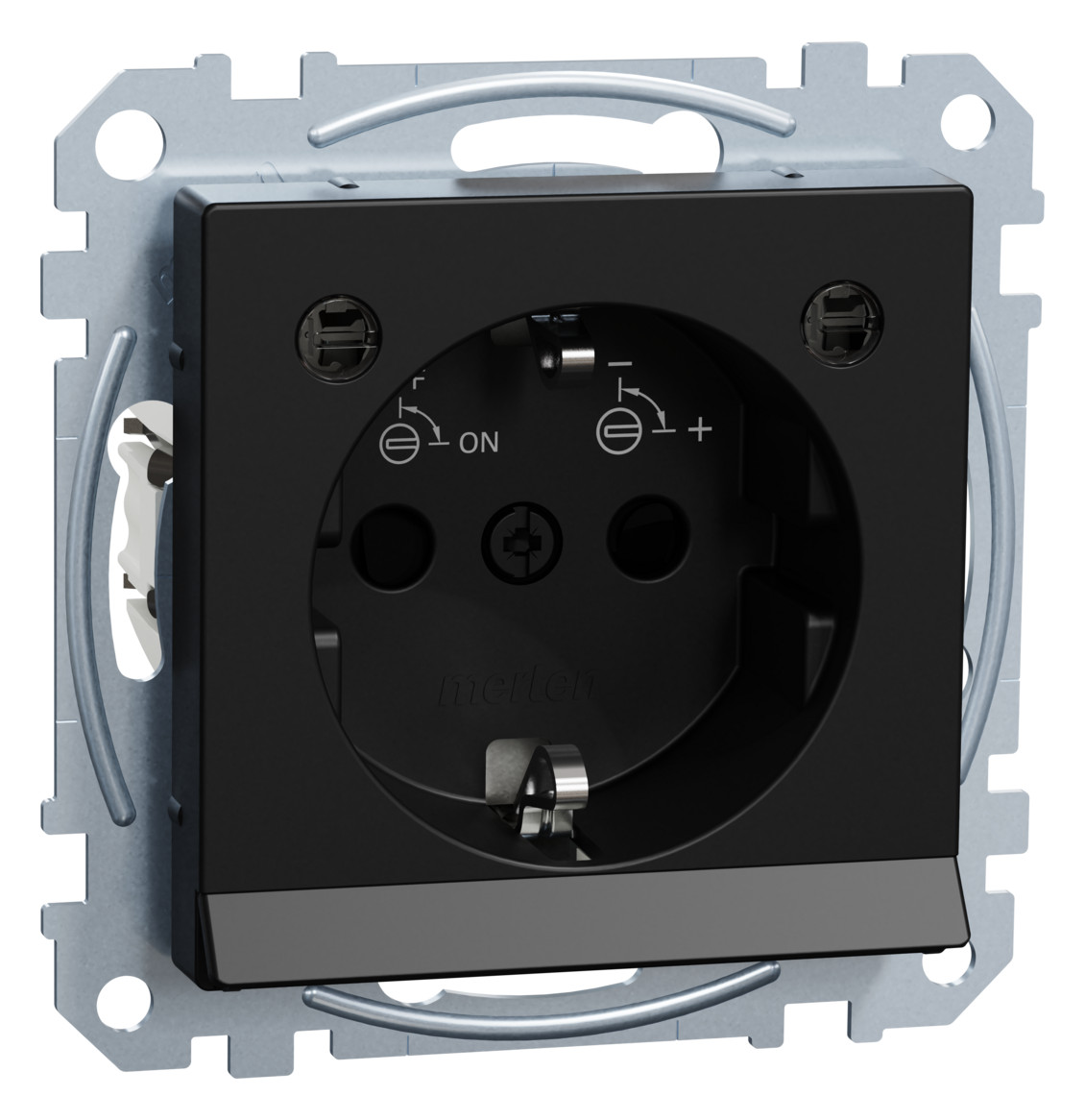 1St. Merten MEG2304-0403 Steckdose mit Lichtauslass, LED-Beleuchtungs-Modul, Berührungsschutz, Steckklemmen, schwarz mat