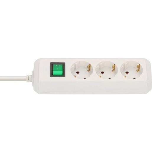 3m Brennenstuhl 1152320400, Eco-Line Steckdosenleiste mit Schalter 3-fach weiß 3m H05VV-F 3G1,5