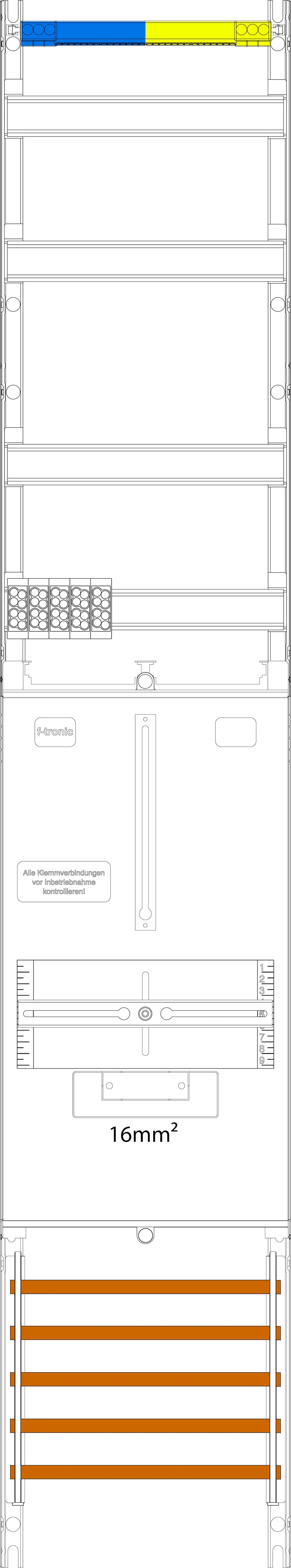 1St. F-Tronic VZ6-16 Zählerfeld VZ6-16, 1-feldrig, H=1350mm,1-3.HZ 16mm²,Vert. 2r 7143313