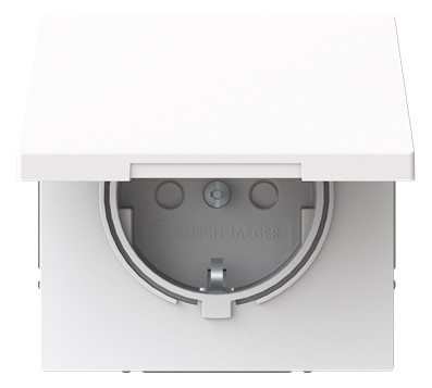 1St. Busch-Jaeger 20 EUKB-44G SCHUKO® Steckdose Safety+, studioweiß mit Klappdeckel Busch-art linear® studioweiß 2CKA002018A1575