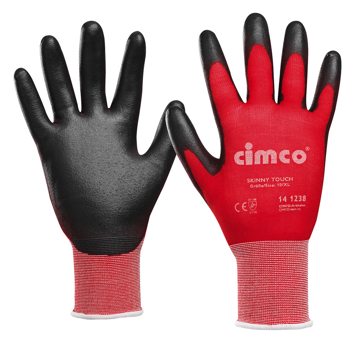 1St. Cimco 141238 Arbeitshandschuh Skinny Touch grau/rot