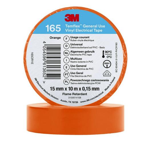 10St. 3M Temflex 15mmxOrange 165OR1E Vinyl-Isolierband 0,15mm 7100184728