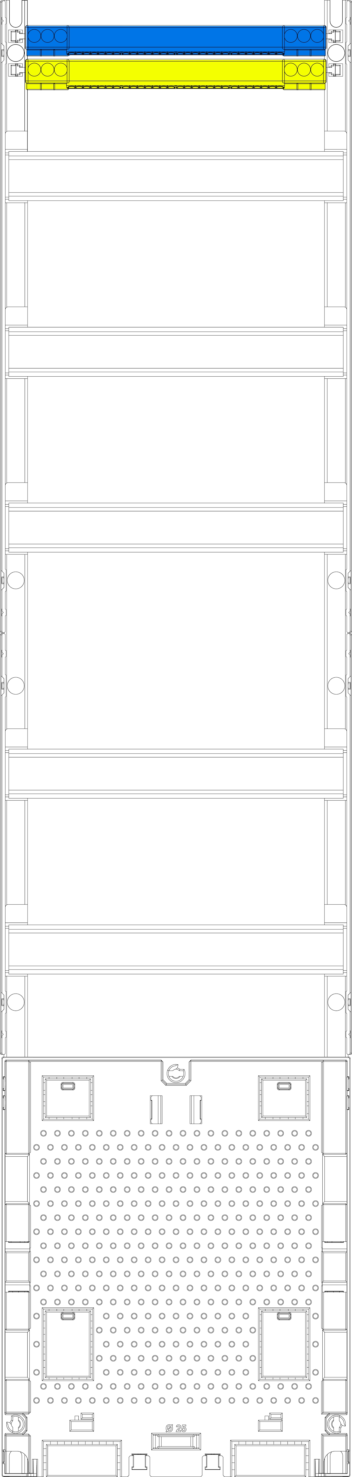 1St. F-Tronic V17APZO Verteilerfeld V17APZO,H=1050mm, 1-feldrig, 5-reihig, APZ-Platz, ohne APL-Set 7141626