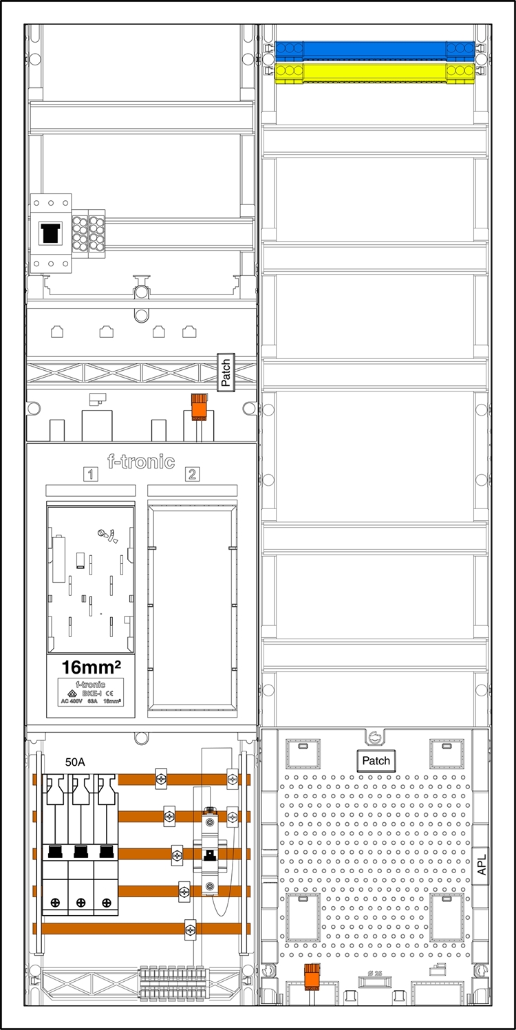 1St. F-Tronic EHZ721APZODS50HPB616 EHZ721APZODS50HPB6-16, 1 ZP, 16mm²,1 R,1 VAPZ inkl. APL,HSP, SLS 50A, SPVGB6,2 PPV, 1 PL150 7195229