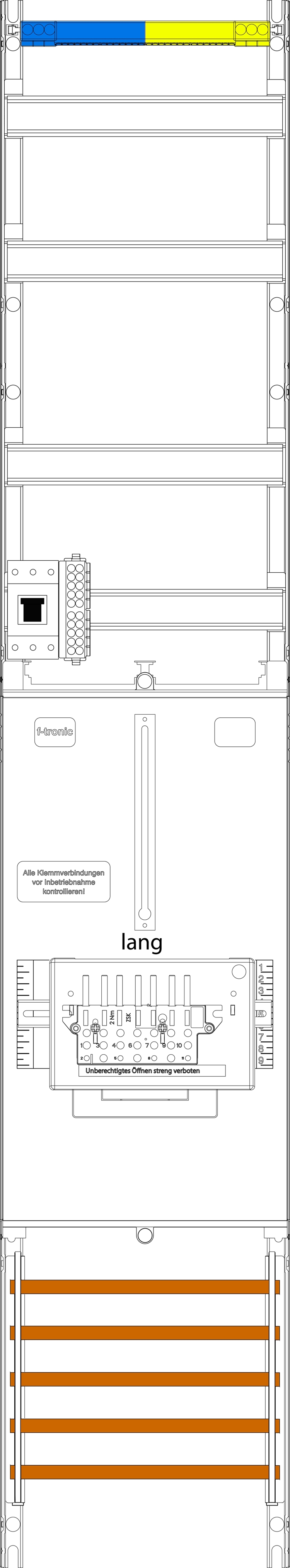 1St. F-Tronic VZ6L-ZSK-HSP Zählerfeld VZ6L-ZSK-HSP, 1-feldrig, H=1350mm, 1-3.HZ l., Kabel,1 ZSK-Set,1 HSP,Vert. 3r 7143501