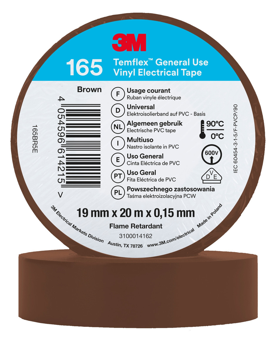 100St. 3M Temflex 165 Isolierband Braun 19mmx20m