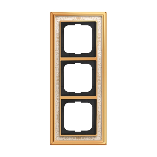 1St. Busch-Jaeger 1723-836 3-fach Rahmen Busch-dynasty Messing poliert Dekor elfenbeinweiß