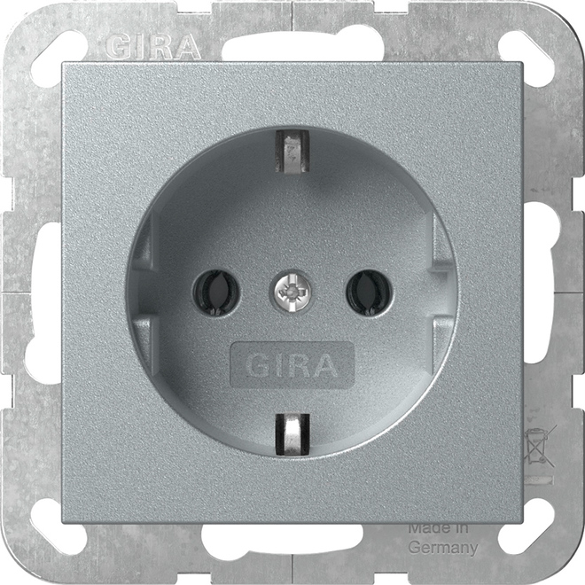 1St. Gira 446626 Steckdose 16A 250V ohne Befestigungskrallen, Aluminium