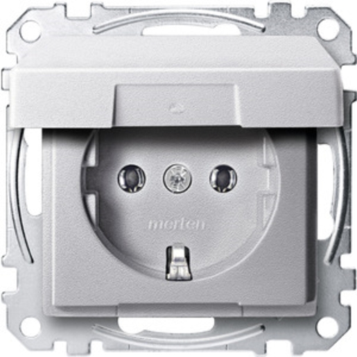 1St. Merten MEG2311-0460 Steckdose mit Klappdeckel, Steckklemmen, aluminium, System M