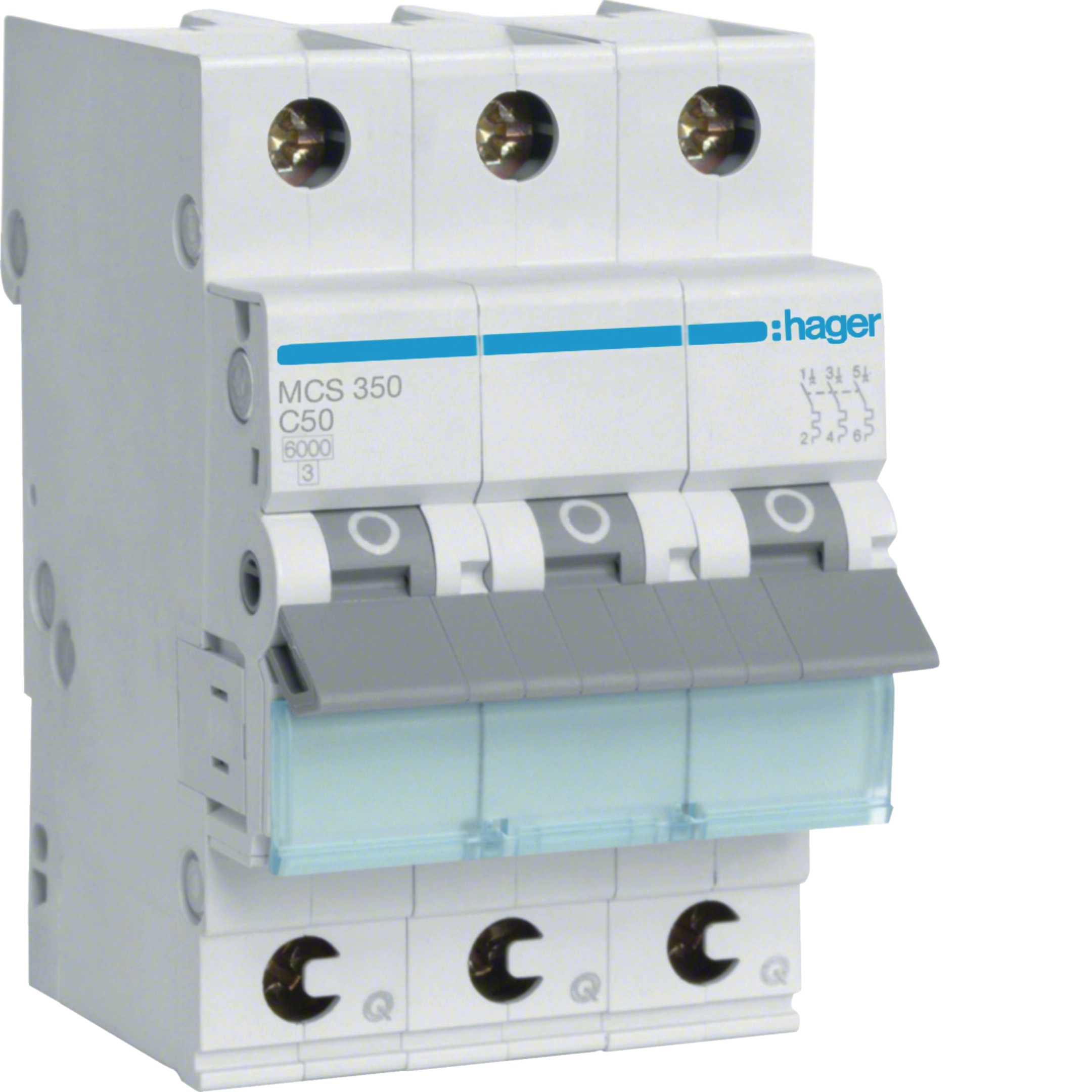 1St. Hager MCS350 LS-Schalter 3polig 6kA C-50A 3M QC