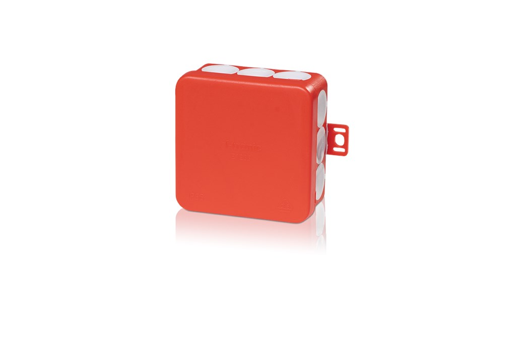 10St. F-Tronic E1200rt FR Abzweigkasten E1200rt, 80x80x37mm, IP55, rt/gr, mit Durchstoßmembran 7340163