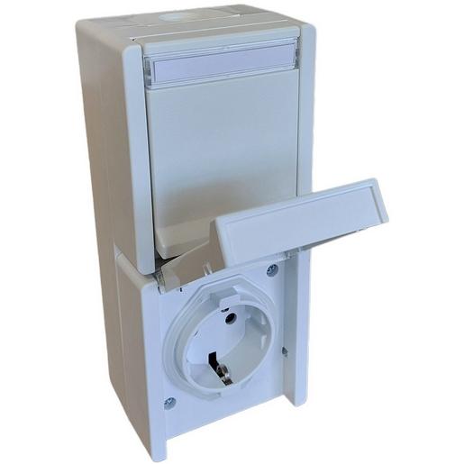 1St. NAQUAAPSD2VUW.1 2-fach Steckdose, senkrecht, IP55, weiß