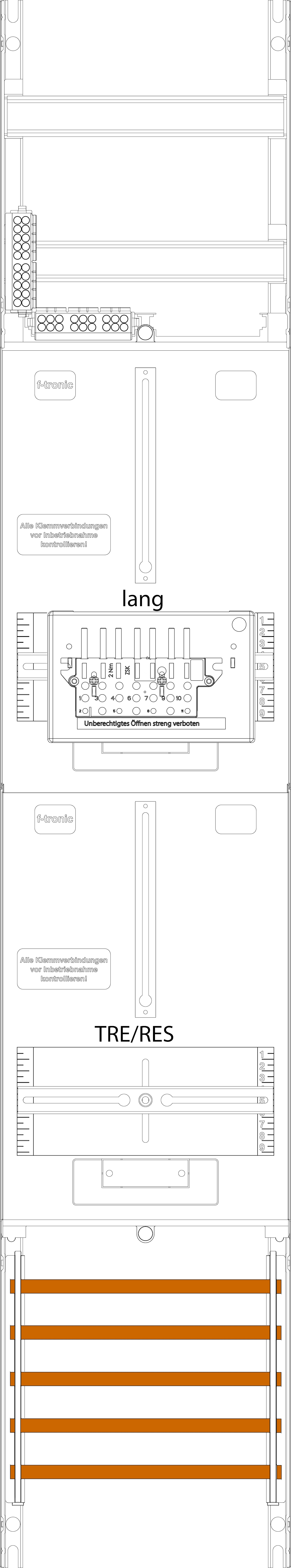 1St. F-Tronic ZR6L-ZSK Zählerfeld ZR6L-ZSK, 1-feldrig, H=1350mm, 1-3.HZ lange Kabel, 1 ZSK-Set, 1 TRE 7143453