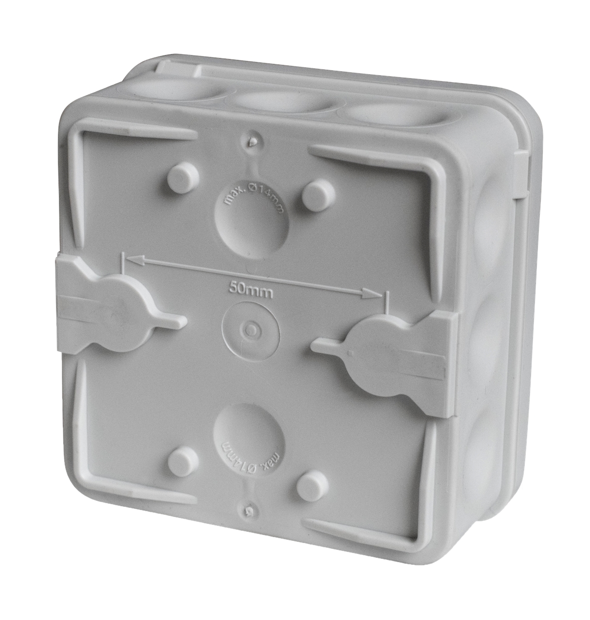 10St. F-Tronic E1210gr FR Abzweigkasten E1210, 80x80x37mm, IP55, gr/gr, o. Laschen,m. Durchstoßmembran 7340159