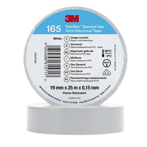 10St. 3M Temflex 19mmxWeiß 165WH6E Vinyl-Isolierband 0,15mm