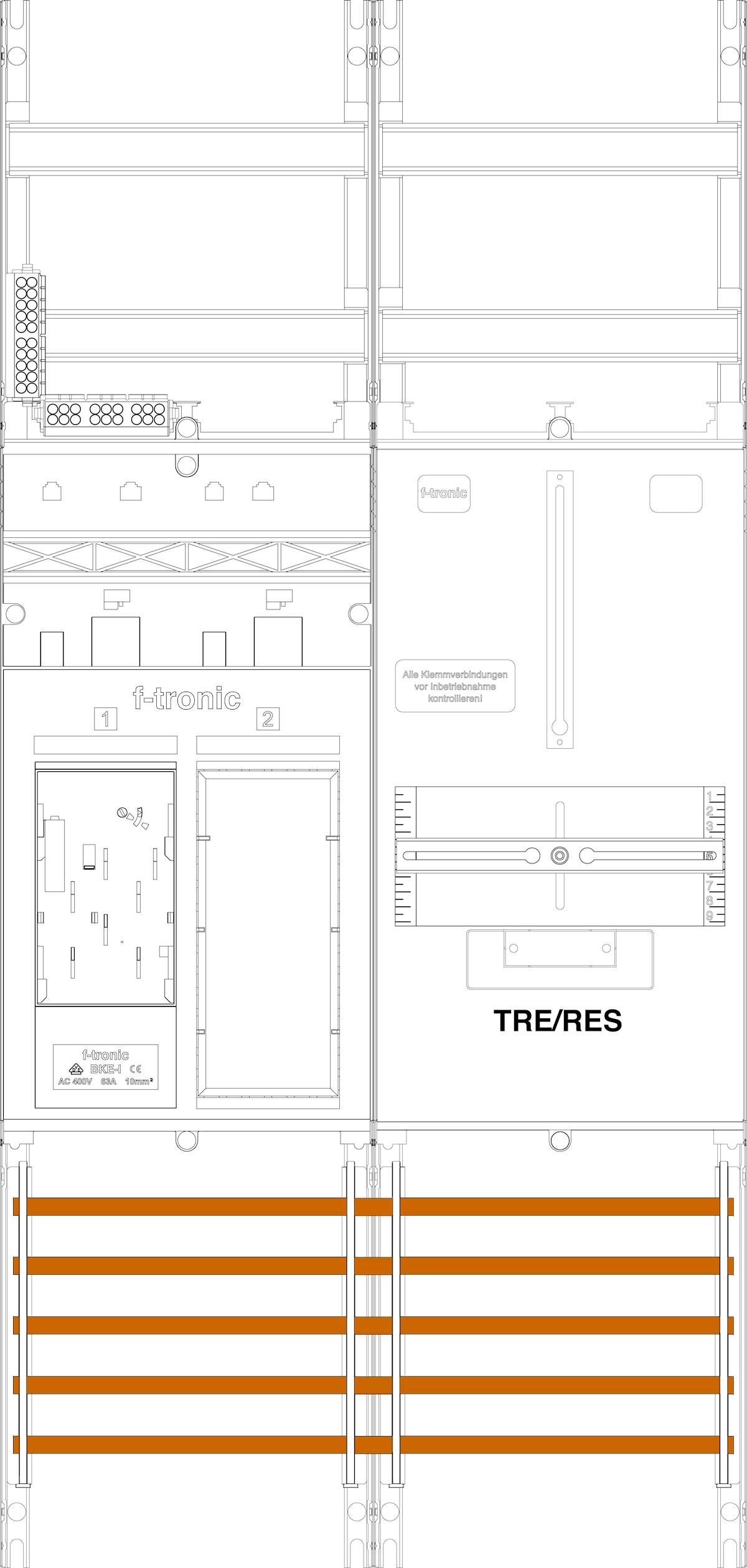 1St. F-Tronic ER6R1B Zählerfeld ER6R1B, 2-feldrig, H=1050mm, 1-eHZ, 1 Res., 1 TRE 7141023
