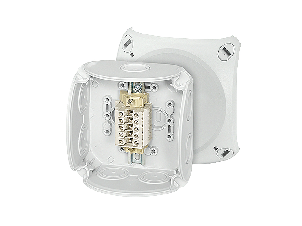 1St. Hensel RK 0405 T Reihenklemmenkasten 1,5-6 qmm, 5 Klemmen WKM, mit Außenbefestigung 62000174 RK0405T