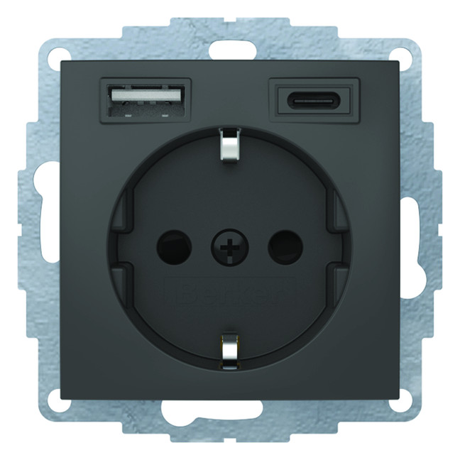 1St. Berke 48041606 Steckdose SCHUKO/USB A-C B3 anthrazit matt
