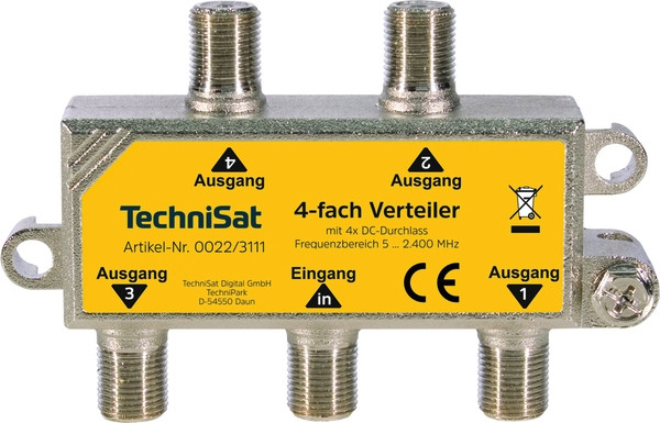 1St. Technisat 0022/3111 4-Wege Verteiler DC-Durchlass ohne Diode