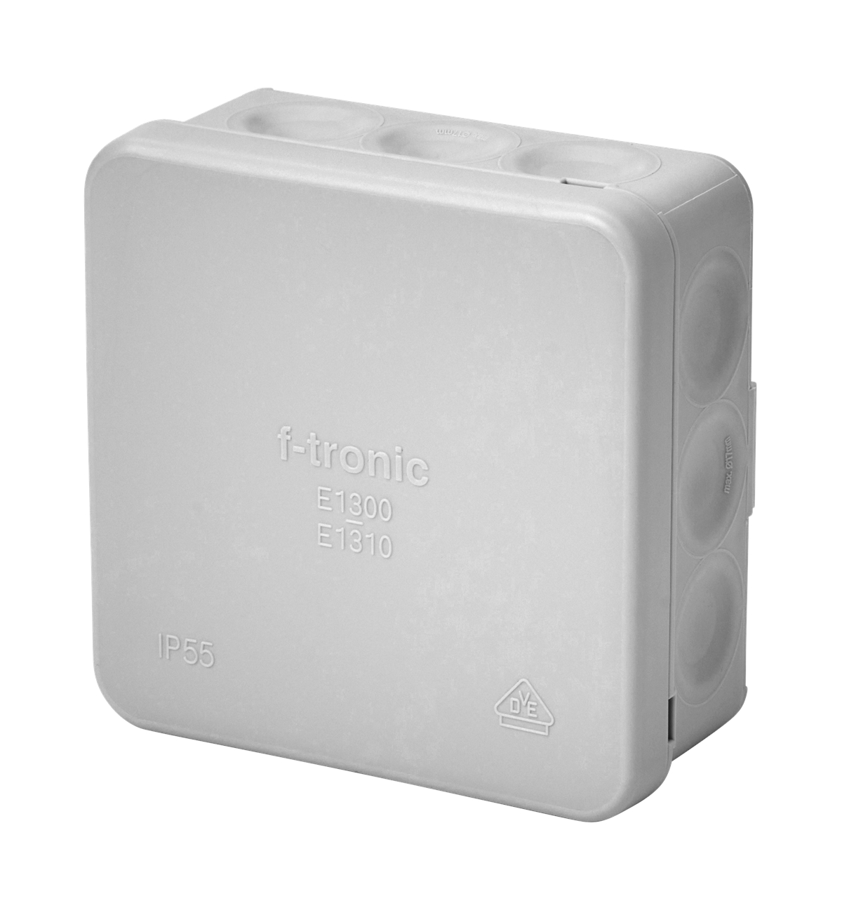 10St. F-Tronic E1310gr FR Abzweigkasten E1310gr, 85x85x37mm, IP55, gr/gr, o. Laschen,m. Durchstoßmembran 7340475