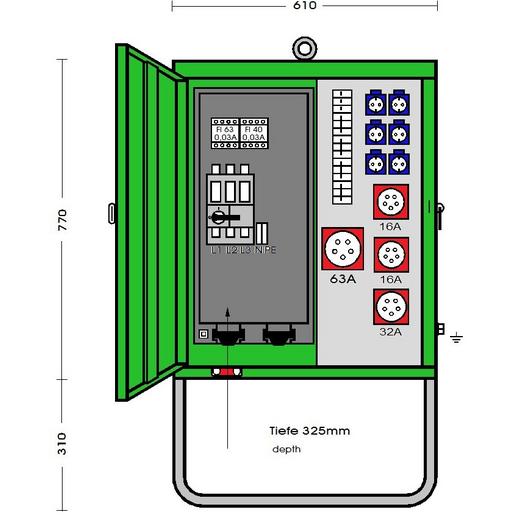 1St. Elektra-Tailfingen 183215 Elektra-Tailfingen Verteilerschrank im Gehäuse aus verzin V 63N/A/6211-2