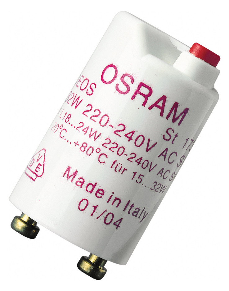 1St. Osram 4050300854120 Starter für Leuchtstofflampen Einzelschaltung 15-32W 25er 25/200 ST 173/220-240 UNV1