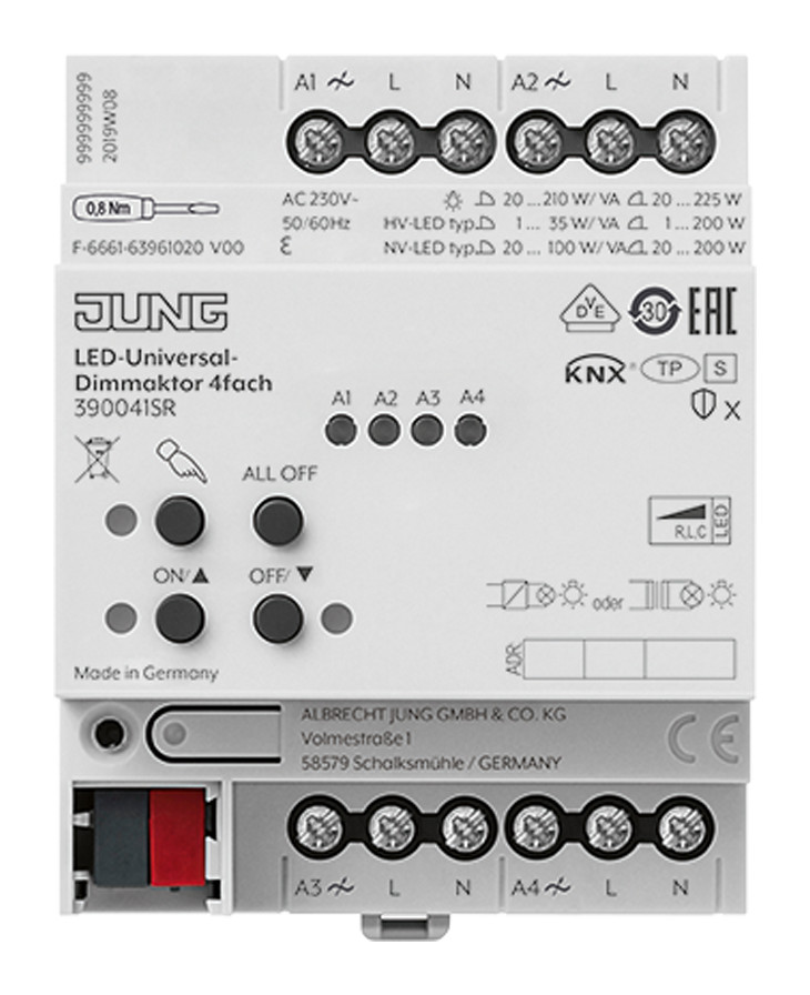 1St. Jung 390041SR KNX LED-Universal-Dimmaktor 4fach