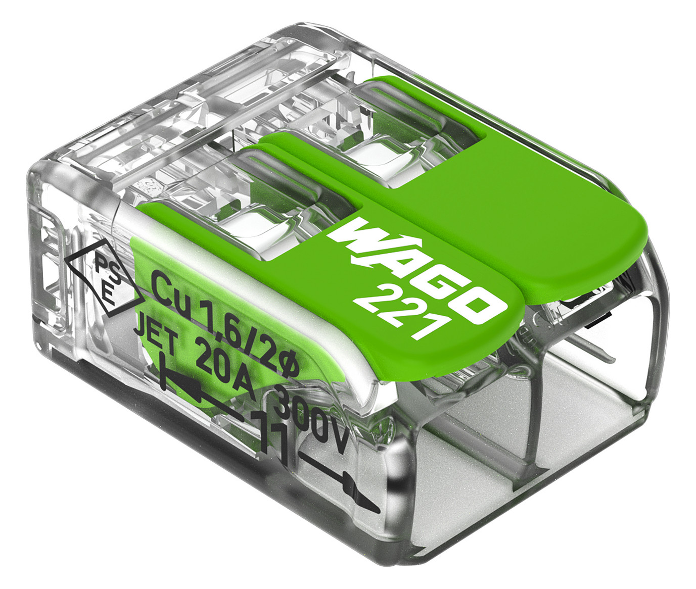 1St. WAGO 221-422 Verbindungsklemme m Hebel Green
