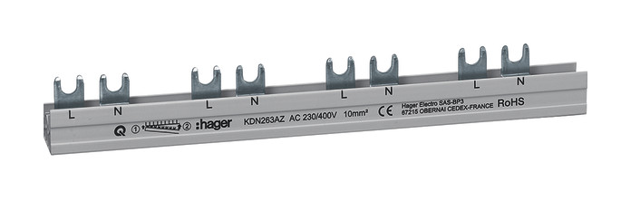 1St. Hager KDN263AZ Phasenschiene 2P für ARFxxxD 12 Module 1St. Hager KDN263AZ Phasenschiene 2P für ARFxxxD 12 Module