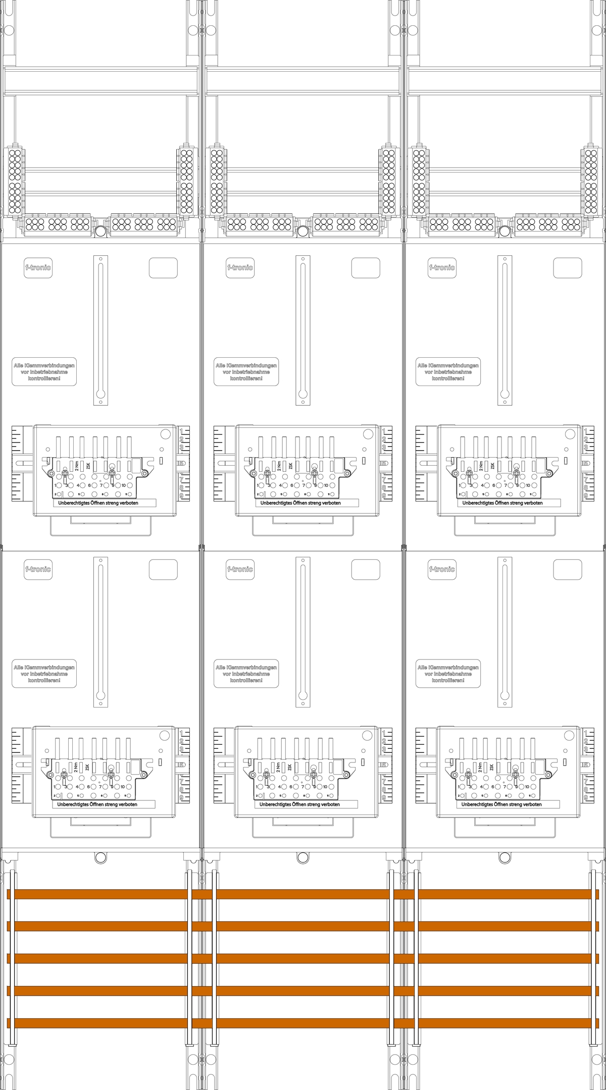 1St. F-Tronic Z316-ZSK Zählerfeld Z316-ZSK, 3-feldrig, H=1350mm, 6-3.HZ, 6 ZSK-Set 7143462