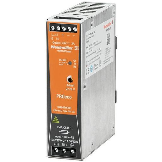 1St. Weidmüller 1469470000 Gleichstromversorgung, 72 W, 3 A bei 55 C PRO ECO 72W 24V 3A