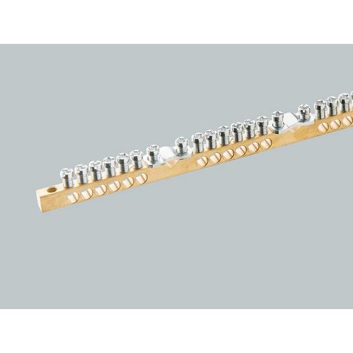 1St. Wöhner 01929 PE/N-Schiene 63 A 24 Klemmstellen 10 mm², anschraubbar, 249,0 mm lang 3 Anschlussschellen 25 mm²