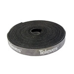 1St. Televes KB8 Nylonklettband schwarz mit Televes-Logo