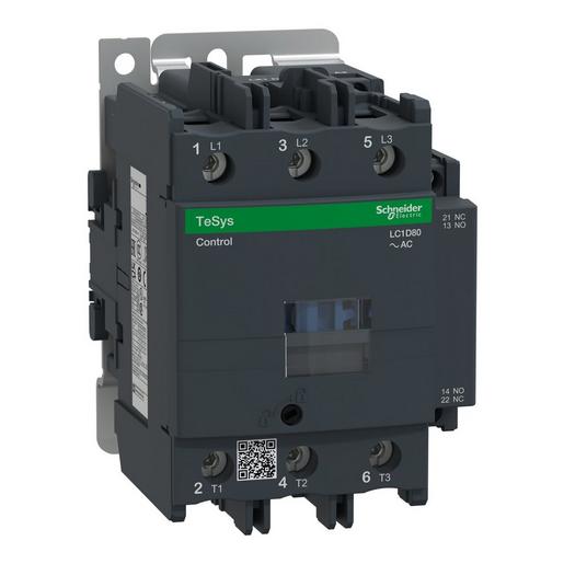 1St. Schneider Electric LC1D80P7 Leistungsschütz LC1D 3p, +1S+1Ö, 37 kW, 80 A, 400 V AC3, Spule 230 V AC
