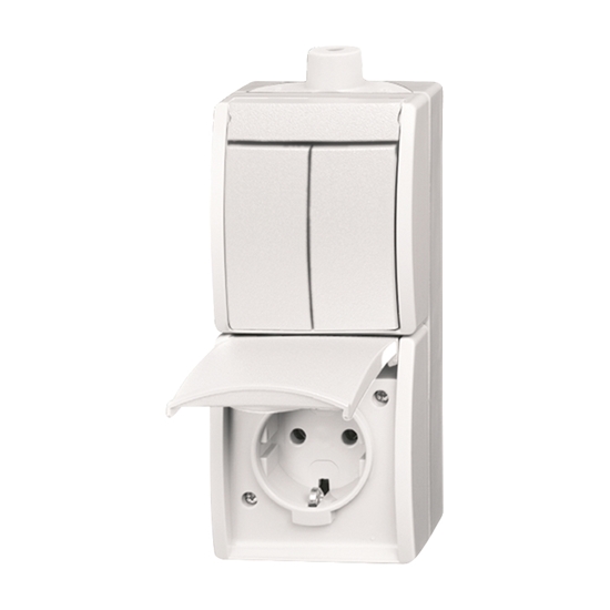 1St. Busch-Jaeger 2601/5/20EW-54-503 Kombination SCHUKO Steckdose, mit Wippschalter, Serienschaltung ocean (IP 44) alpin