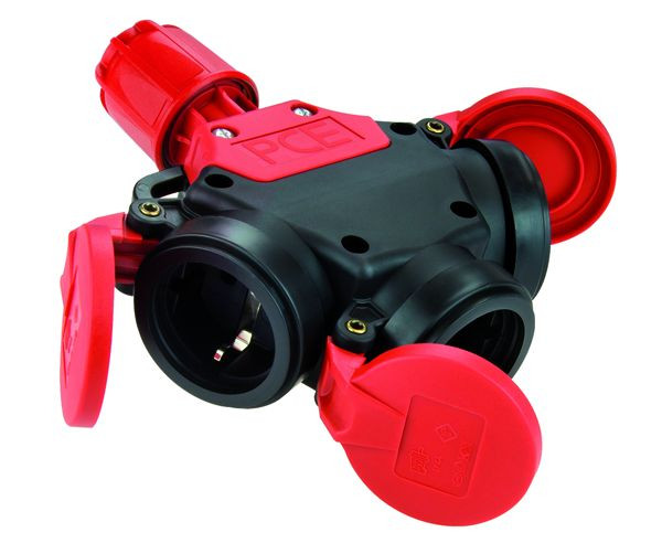 1St. PCE 253622-S TopTaurus Hängekupplung 3-fach Anschluss 250V/16A/3-pol. rot/schwarz