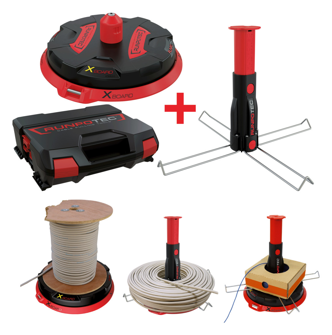 1St. Runpotec XB 300-KOMPLETT-SETxBoard 10170 Profi-Kabelabroller f.Trommeln Bundware