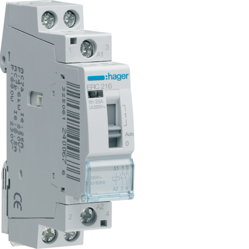 1St. Hager ERC216 Installationsrelais 16A 2S 230V 1St. Hager ERC216 Installationsrelais 16A 2S 230V