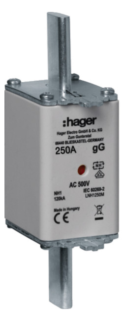 1St. Hager LNH1250M NH-Sicherung NH1 gG 500V 250A K-Melder