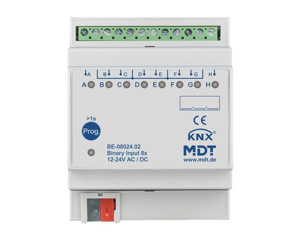 1St. MDT Binäreingang 8-fach REG BE-08024.02 für Steuersignale 12-24VAC/DC 4TE