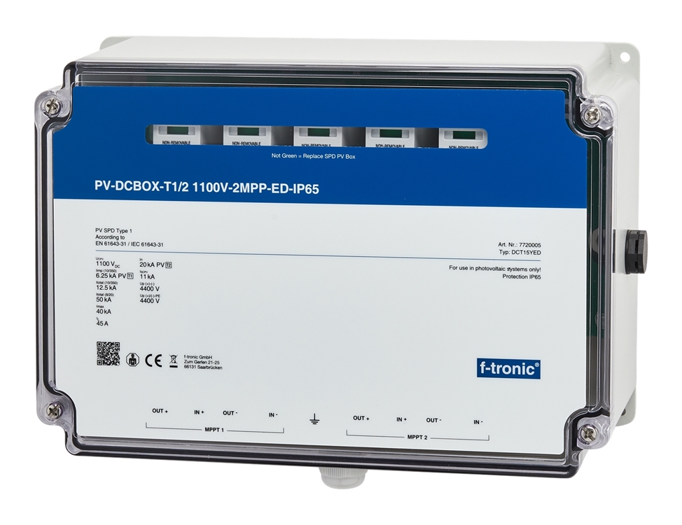 1St. F-Tronic DCT15YED PV-DCBOX-T1/2 1100V-2MPP, ED-IP65, Kabeldurchführung, DCT15YED 7720005
